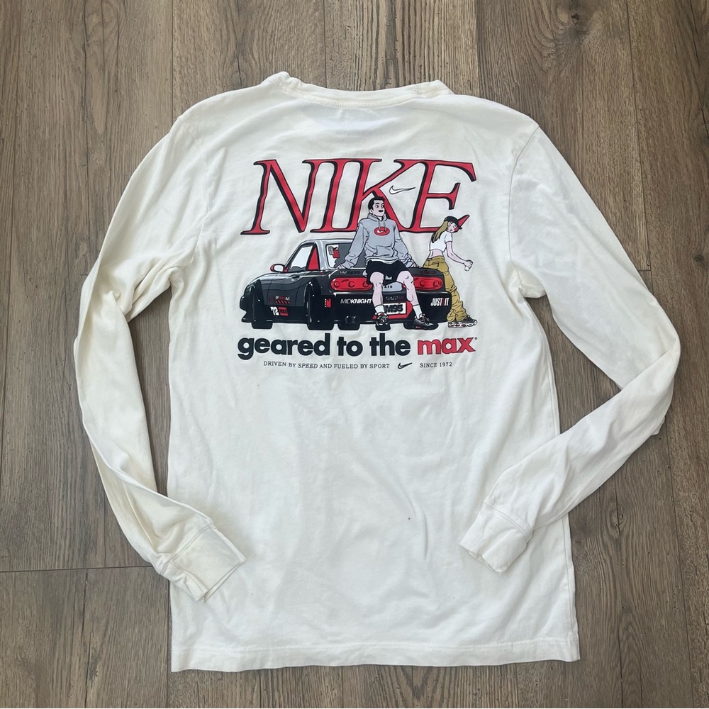 Nike Men's Sportswear Street Race Long-Sleeve Tee-Ivory Sz‎ S
